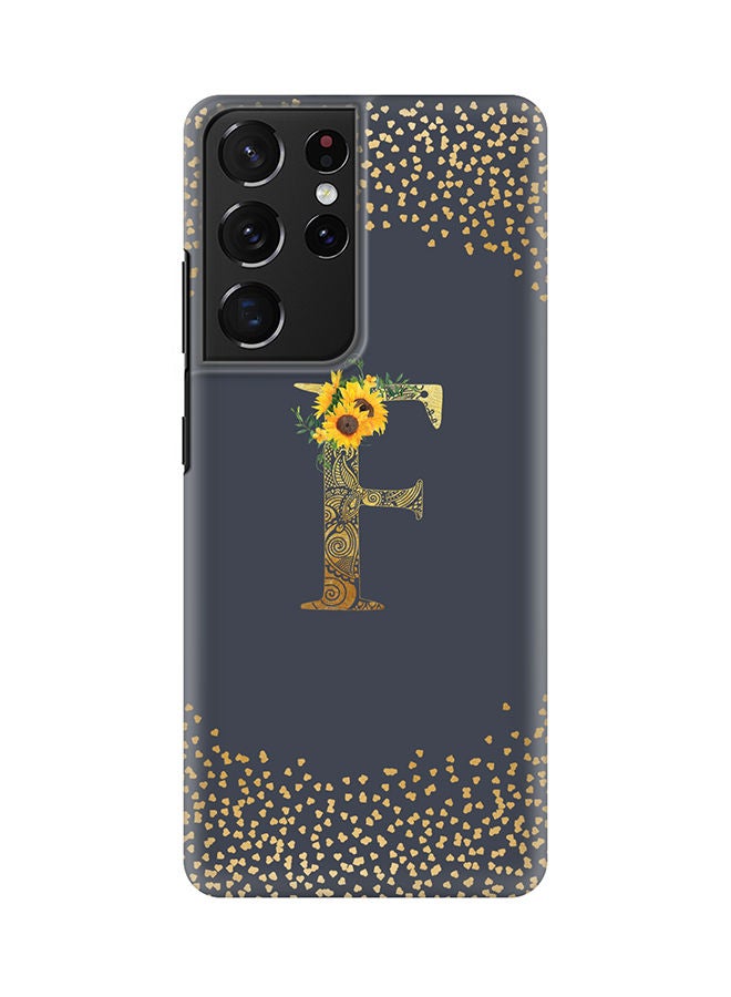 Stylizedd Monogram Slim Cover for Samsung Galaxy S21 Ultra 5G Case Custom Initials Letter Floral Pattern Snap Series Mobile Cover Matte Alphabet  - F (Grey) - Image 1