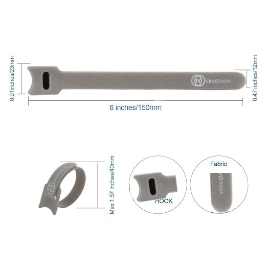 OIVO INDIA OIVO INDIA 100PCS Fastening Cable Ties Reusable Premium 6Inch Adjustable Cord Ties Microfiber Cloth Cable Management Straps Hook Loop Cord Organizer Wire Ties Reusable Grey Colors  - Image 4