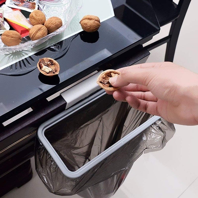 HASANAT ESSENTIALS Attach A Trash Cupboard Door Back Trash Rack Storage Garbage Bag Holder Hanging Kitchen Cabinet Hanging Trash Rack Kitchen Tools,White - Image 5