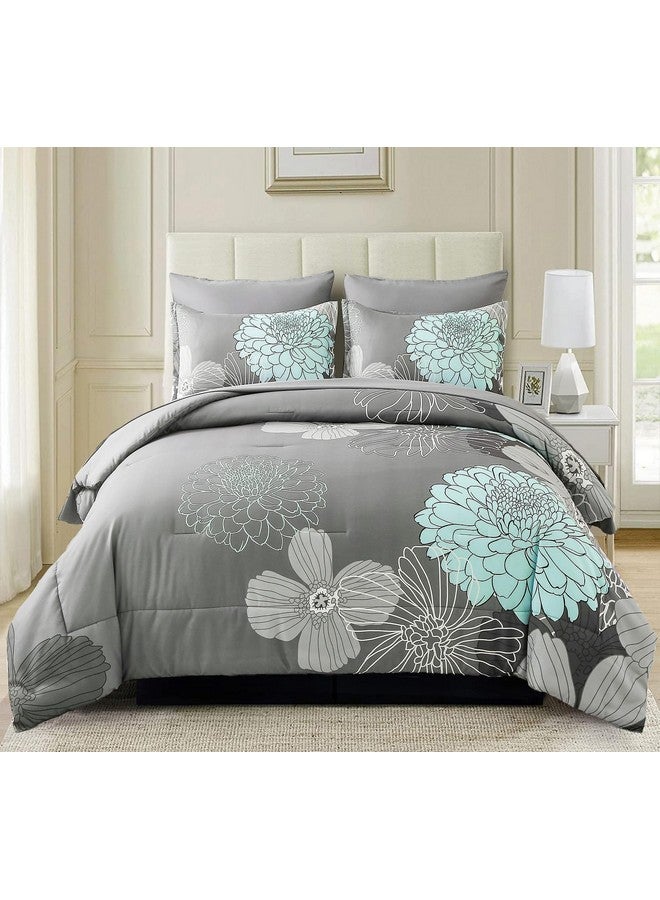 YIRAN Yiran 7 Pieces Bed in a Bag Floral Comforter Set Queen Flowers Bedding Set Soft Microfiber Comforter Sets with 1 Comforter 2 Pillowshams 1 Flat Sheet 1 Fitted Sheet and 2 Pillowcases - Image 1