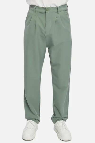 Cedy Denim Men's High Waist Pleated Baggy Chino Trousers C358
