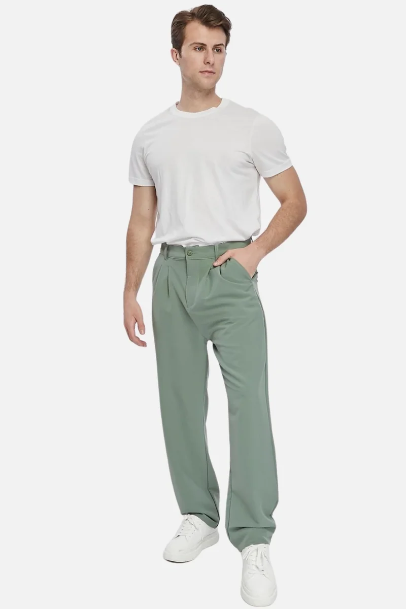 Cedy Denim Men's High Waist Pleated Baggy Chino Trousers C358