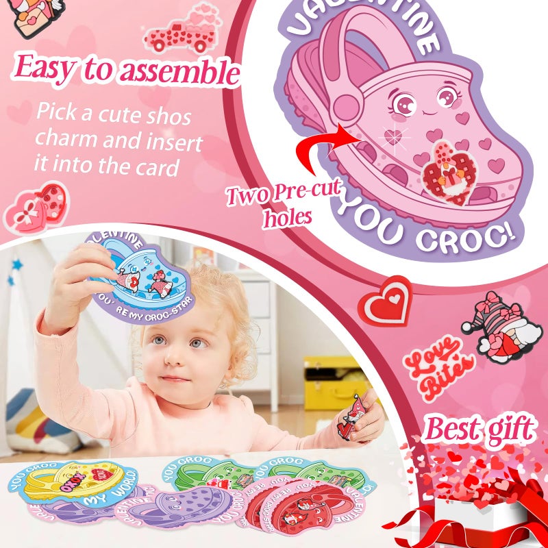 CCINEE 24 Sets Valentines Day Cards for School Classroom Kit, 24PCS Funny Valentines Gift Cards with 48PCS Shoe Charms Bulk for Boy Girl Classroom School Party Favor - Image 5