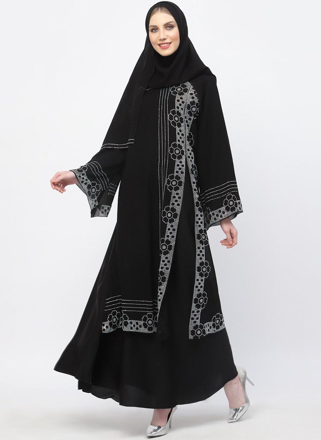 Arrabi برقع عرابي مزين بالتفاصيل مع وشاح - Image 5