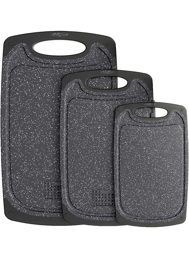 هاي هونور لوح تقطيع مطبخ 3 قطع، لوح تقطيع مطبخ بمقبض سهل الإمساك ولوح تقطيع مع أقدام مانعة للانزلاق، لوح تقطيع بلاستيك خالٍ من مادة BPA، لوح تقطيع بلاستيكي خالٍ من مادة BPA، مزود بمزلق عصير، مطحنة ثوم، زنجبيل، لحوم، خضروات، فواكه (أسود) - Image 1