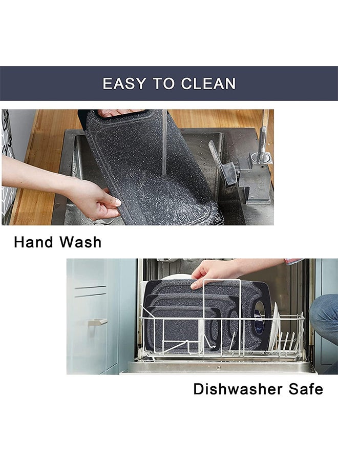 هاي هونور لوح تقطيع مطبخ 3 قطع، لوح تقطيع مطبخ بمقبض سهل الإمساك ولوح تقطيع مع أقدام مانعة للانزلاق، لوح تقطيع بلاستيك خالٍ من مادة BPA، لوح تقطيع بلاستيكي خالٍ من مادة BPA، مزود بمزلق عصير، مطحنة ثوم، زنجبيل، لحوم، خضروات، فواكه (أسود) - Image 5