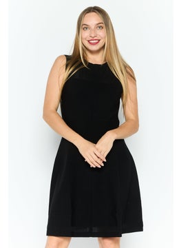 Women Seamless Knit Mini Dress, Black