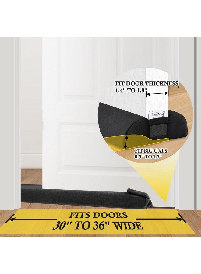 fowong fowong Under Door Draft Stopper 30" to 36" Adjustable Draft Stopper for Bottom of Door, Soundproofing Noise Blocker Seal Gap up to 1.7", Easy to Install, Black  - Image 2