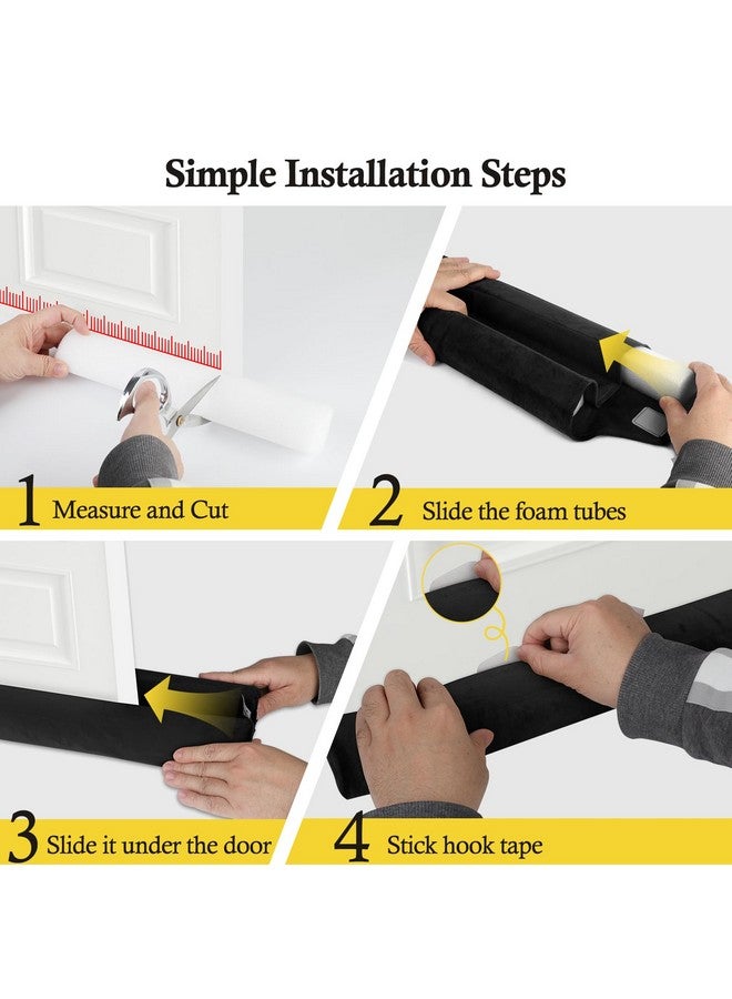 fowong fowong Under Door Draft Stopper 30" to 36" Adjustable Draft Stopper for Bottom of Door, Soundproofing Noise Blocker Seal Gap up to 1.7", Easy to Install, Black  - Image 4