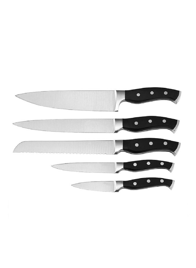 HATCHEN 6-Piece Stainless Steel Durable Kitchen Knife Set Black and Silver 22.2 x 10.7 x 35.5 cm AH01-A - Image 1