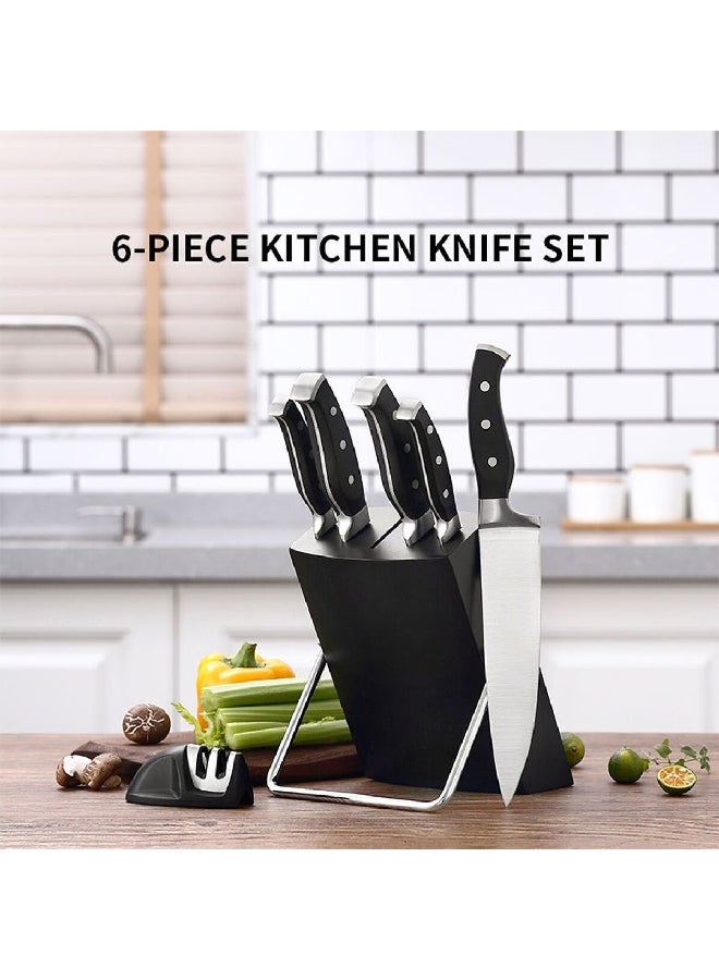 HATCHEN 6-Piece Stainless Steel Durable Kitchen Knife Set Black and Silver 22.2 x 10.7 x 35.5 cm AH01-A - Image 4