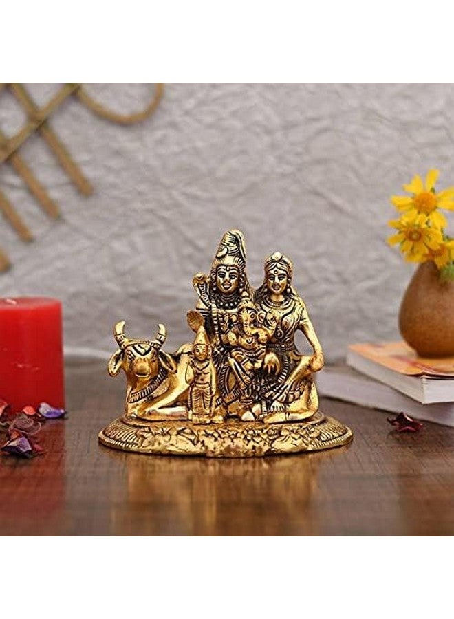 Collectible India Handcrafted Shiva Parvati Ganesh Idol Shiv Parivar Murti Statue Sculpture - Lord Shiva Idols Family Sitting On Nandi Showpiece Figurine for Home Office Temple Mandir Decoration Gift - Image 2