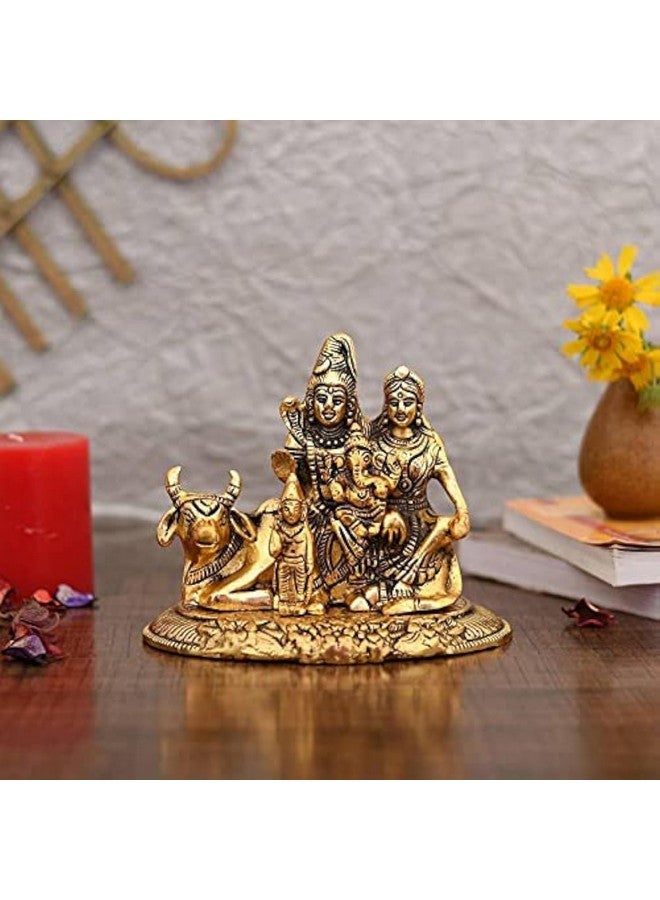 Collectible India Handcrafted Shiva Parvati Ganesh Idol Shiv Parivar Murti Statue Sculpture - Lord Shiva Idols Family Sitting On Nandi Showpiece Figurine for Home Office Temple Mandir Decoration Gift - Image 1