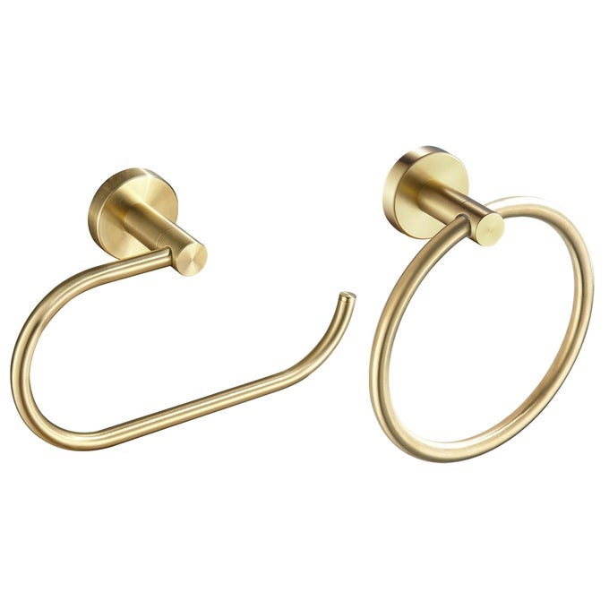 GOLD TOILET PAPER HOLDER TOWEL RINGBRUSHED GOLD TOILET ROLL HOLDER HAND TOWEL HOLDER BATHROOM ACCESSORIESWALL MOUNT RUSTIC MODERN RUSTPROOF STAINLESS STEEL HARDWARE SET 2PC