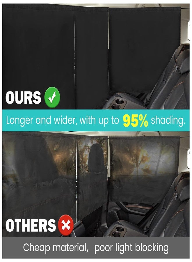 VANPET 99% Light Blocking Car Curtains, 1 Rear Seat Divider Curtain & 2 Rear Side Window Curtains, Car Curtains for Windows, Wide Sedan SUV Sunshade Covers Car Cabana(Extra Large Car Curtains 3 Pcs) - Image 5