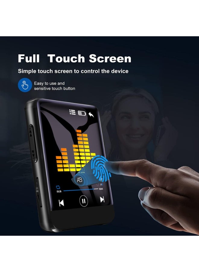 MP3 Player with Bluetooth, 64GB Storage, 1.8-inch Touchscreen, Running & Sports, FM Radio, Portable Media Player (Black Mini) - Image 3