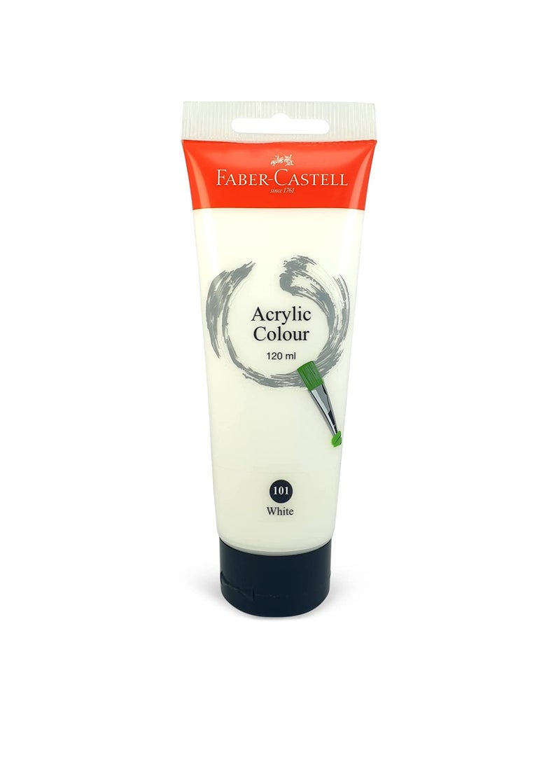 Faber-Castell Acrylic Colour Paint 120 ml Tube White - Image 1