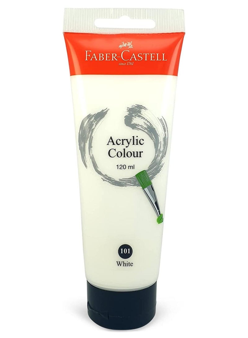 Faber-Castell Acrylic Colour Paint 120 ml Tube White - Image 1