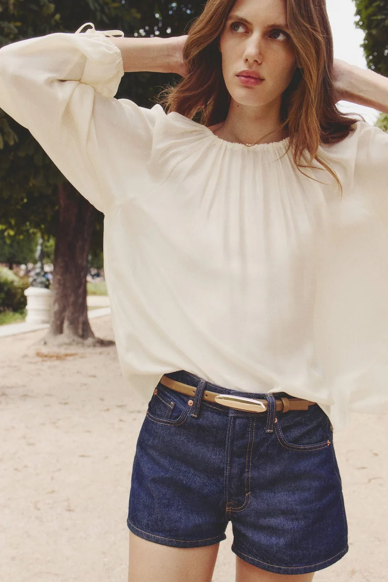 اتش اند ام Drawstring-detail blouse