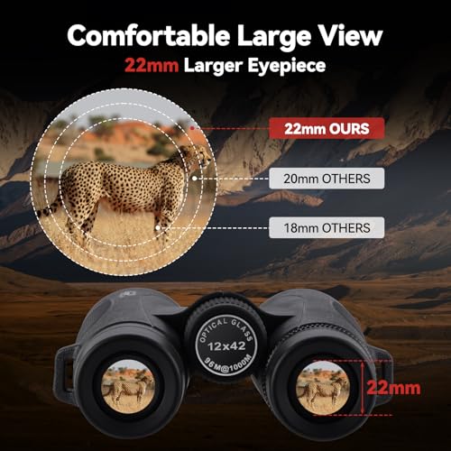 Gskyer Binoculars for Adults High Powered: 12x42 HD Zoom Binocular for Bird Watching Hunting - Powerful Lightweight Waterproof Binoculars with Phone Adapter for Travel Cruise Ship Stargazing Hiking - Image 3