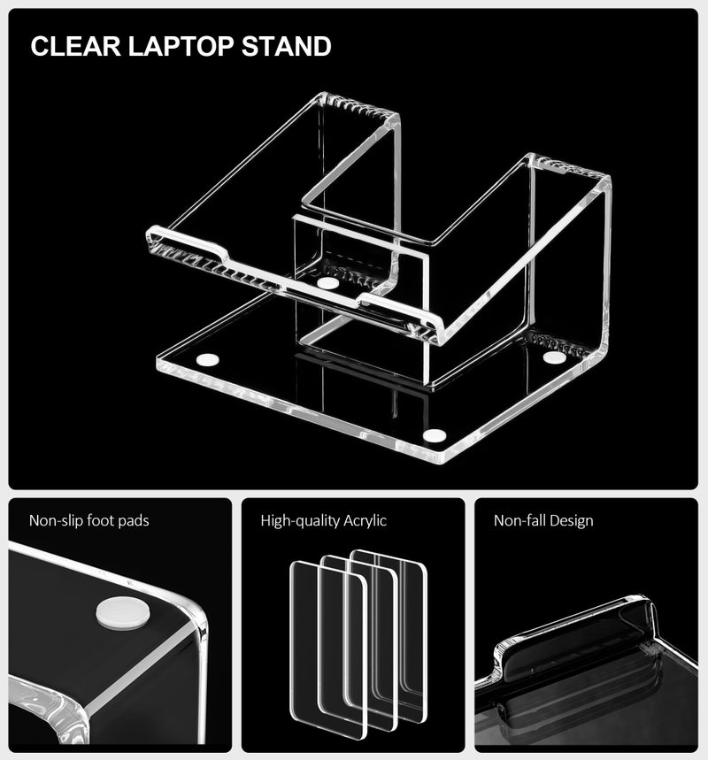 FUCDTEFC Acrylic Laptop Stand for Desk, Laptop Riser for 10-15.6 Inch Laptops, Ergonomic Computer Stand Holder Compatible with Macbooks and Notebooks- Clear - Image 5