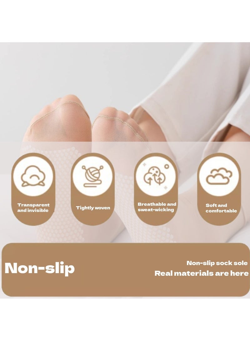 دوجويك جوارب نسائية، بدون درزات، رفيعة للغاية، نعل تدليك، غير قابلة للانزلاق، مزيلة للروائح، أنبوب قصير رقيق صيفي، مضاد للتشابك، مقاوم للتآكل، جوارب كريستالية غير مرئية، مريحة، قابلة للتنفس، جوارب غير رسمية (10 أزواج، أسود) - Image 3