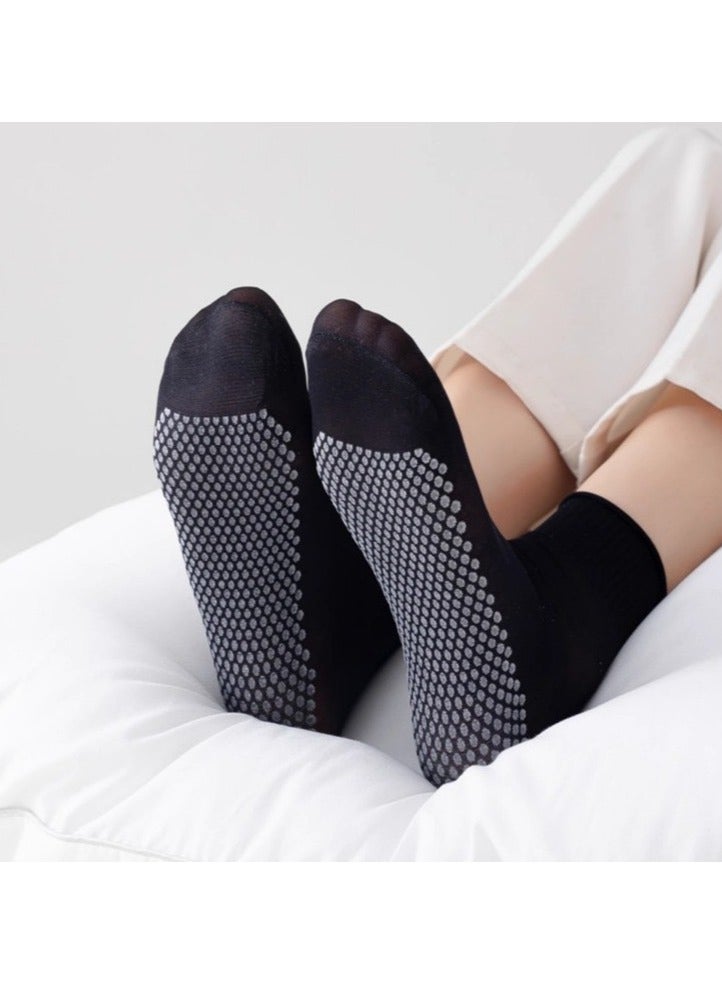 دوجويك جوارب نسائية، بدون درزات، رفيعة للغاية، نعل تدليك، غير قابلة للانزلاق، مزيلة للروائح، أنبوب قصير رقيق صيفي، مضاد للتشابك، مقاوم للتآكل، جوارب كريستالية غير مرئية، مريحة، قابلة للتنفس، جوارب غير رسمية (10 أزواج، أسود) - Image 2