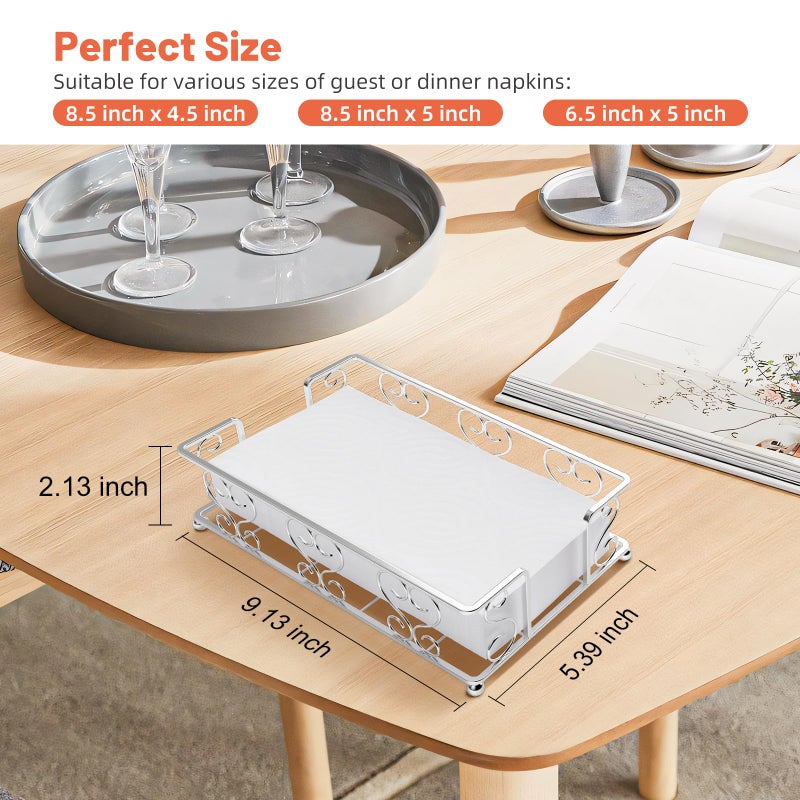 Zhithink Napkin Holder & Guest Towel Tray - Stainless Steel Disposable Paper Towel Dispenser for Bathroom, Table, Kitchen Countertop, Dinner Table, Vanity - Image 2