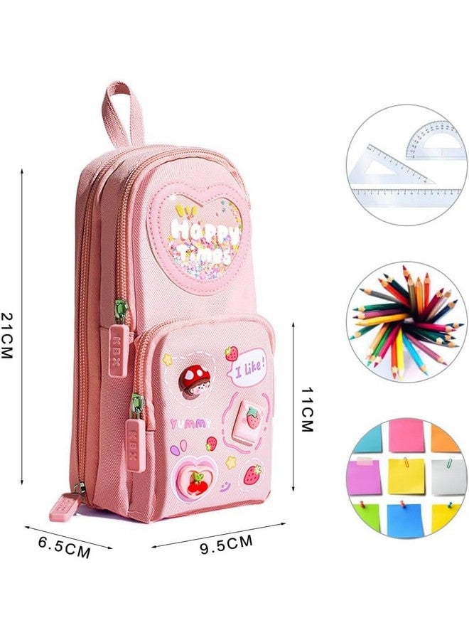 WireScorts® Premium Pencil Case 6 Layer with 3 Compartment Cute Aesthetic Pencil Case for Girls Large Capacity Pencil Pouch Multifunctional Pouch for School Kids, Cute Stationary Gift for Kids - Pink - Image 4