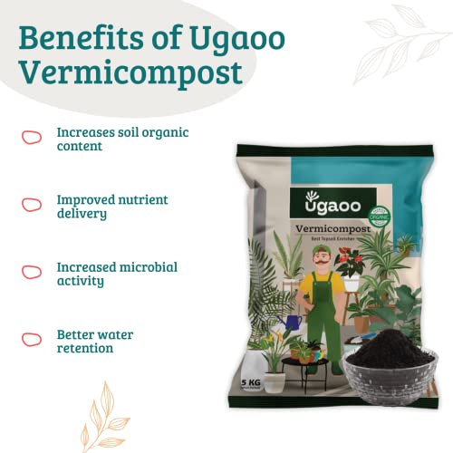 Ugaoo Organic Vermicompost Fertilizer for Plants – 1 Kg | 100% Natural Vermi Compost Manure for Home Garden, Vegetables, Indoor & Balcony Plants | Organic Soil Booster for Plant - Image 3