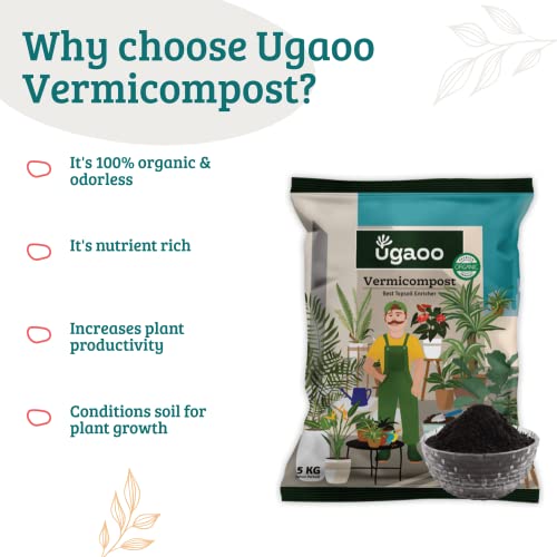 Ugaoo Organic Vermicompost Fertilizer for Plants – 1 Kg | 100% Natural Vermi Compost Manure for Home Garden, Vegetables, Indoor & Balcony Plants | Organic Soil Booster for Plant - Image 4