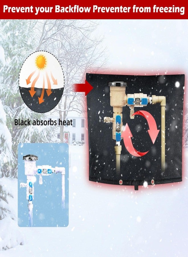 bruwaa Backflow Preventer Cover Insulated 30" x 24", Winter Freeze Protection Pipe Insulation Cover, Waterproof 600D Oxford Sprinkler Valve Cover with Bonus Zip Ties, Black Pouch - Image 2