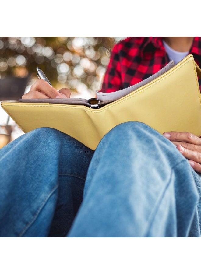 1pcs الأصفر A5 الكمبيوتر المحمول الملزم 6 حلقة إعادة ملء الميزانية المخطط غطاء للمنظم النقدي ، PU الجلد فضفاض أوراق حامل بطاقة الصور الملزم الصغير لA5 المخطط يدرج مع مشبك مغناطيسي - Image 4