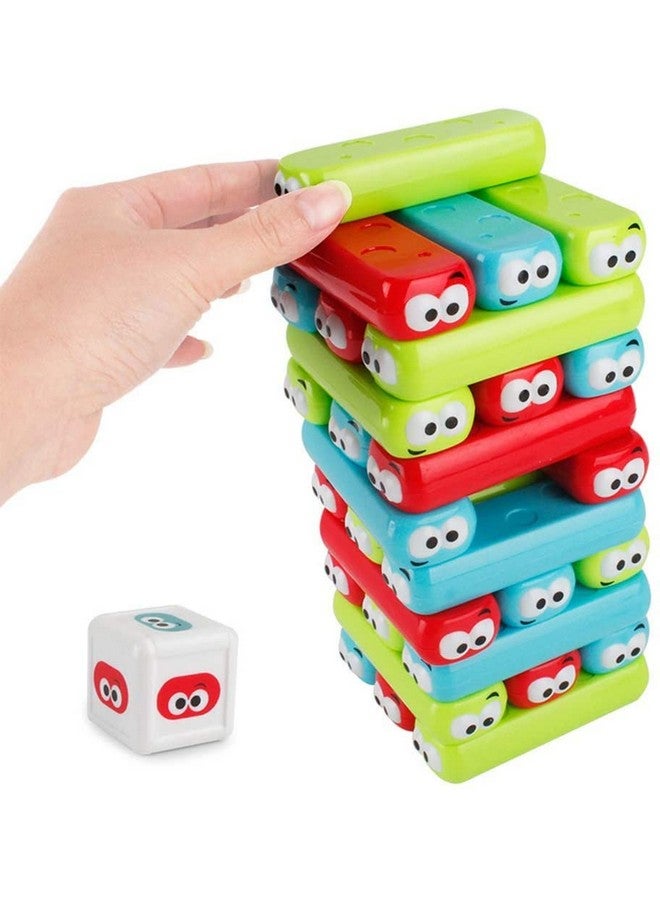 wonuu Timber Tower Block Stacking Game Colored Cartoon Plastic Building Blocks Board Educational Toy Game - Image 4