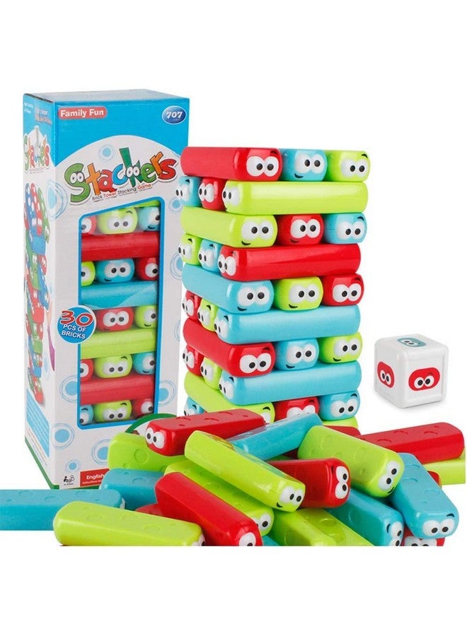 wonuu Timber Tower Block Stacking Game Colored Cartoon Plastic Building Blocks Board Educational Toy Game - Image 1