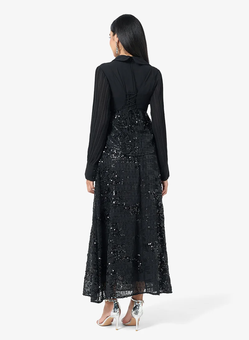 Khizana  Puff Sleeves With Shimmer Dress for Women | Best Price UAE