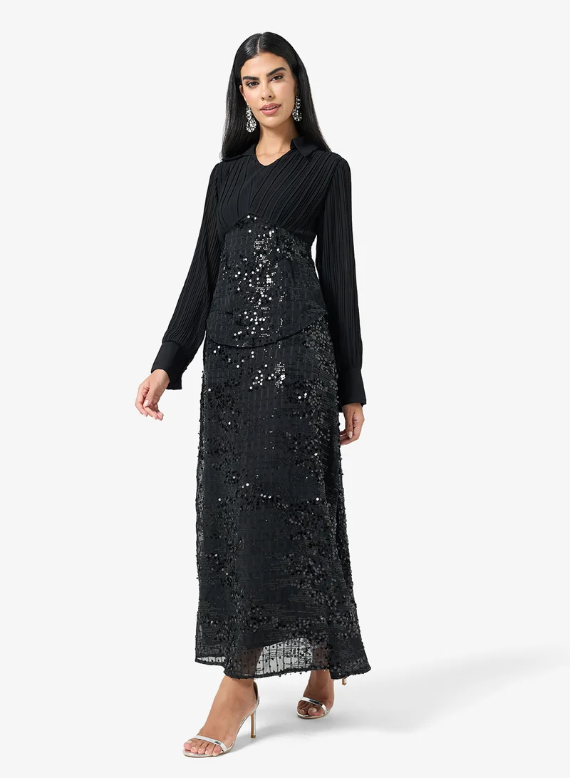 Puff Sleeves With Shimmer Dress