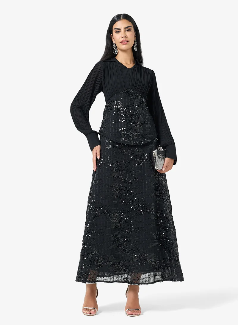 Khizana  Puff Sleeves With Shimmer Dress for Women | Best Price UAE