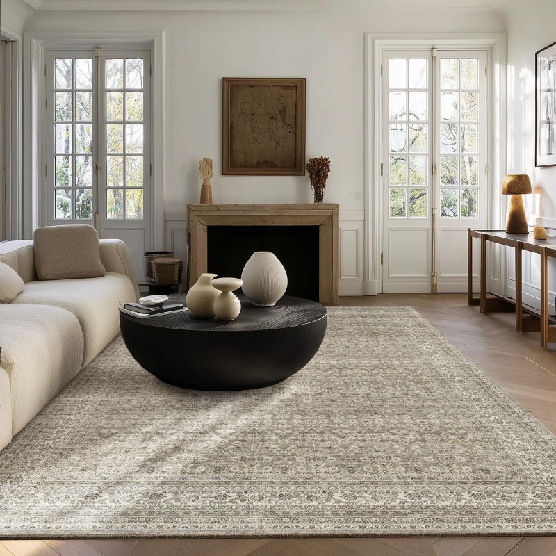 palohom Washable Area Rugs for Living Room: 5x7 Bedroom Area Rug Boho Vintage Rugs Stain Resistant Non Slip Low Pile Soft Lightweight Carpet for Kitchen Dining Room Farmhouse Nursery Kids Room - Image 2
