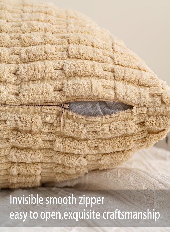 Aegero Pack of 2 Corduroy Decorative Throw Pillow Covers 12x20 InchSoft Boho Striped Pillow Covers Modern Farmhouse Home Decor for Sofa Living Room Couch Bed（Beige） - Image 3