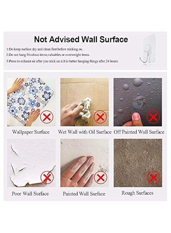 Adhesive Hooks, Wall Hooks Heavy Duty 15 Pounds (Max) Clear Hook Wall Hangers Without Nails 180 Degree Rotating, Reusable Waterproof and Oilproof for Mops, Kitchen Utensils, Robes, Coats - Image 2