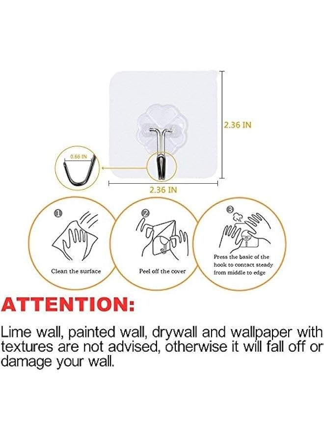 Adhesive Hooks, Wall Hooks Heavy Duty 15 Pounds (Max) Clear Hook Wall Hangers Without Nails 180 Degree Rotating, Reusable Waterproof and Oilproof for Mops, Kitchen Utensils, Robes, Coats - Image 3