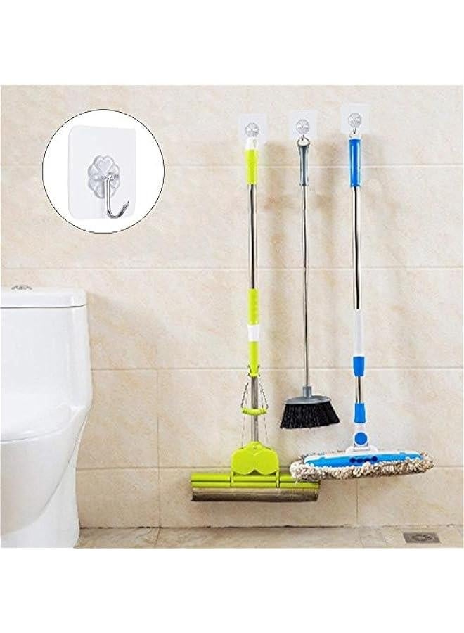 Adhesive Hooks, Wall Hooks Heavy Duty 15 Pounds (Max) Clear Hook Wall Hangers Without Nails 180 Degree Rotating, Reusable Waterproof and Oilproof for Mops, Kitchen Utensils, Robes, Coats - Image 4