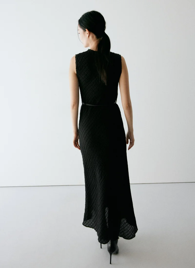 Mango Ruched Dress With Belt