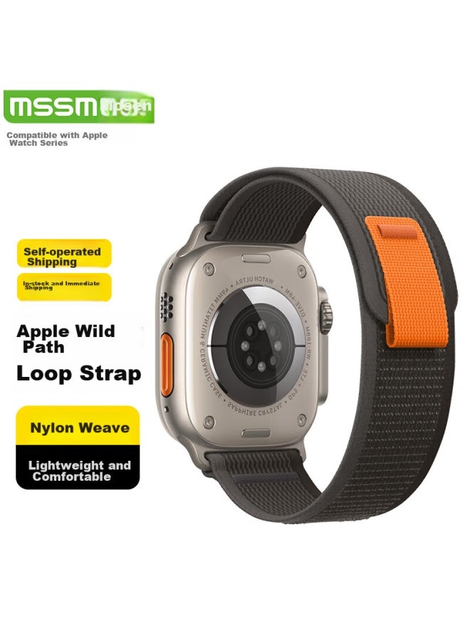 Mssm Nylon Trail Loop Band For Apple Watch, Compatible With Apple Watch Ultra 2/s10/9/8/7/se, Black With Gray, 44/45/46/49mm Watch Face - Image 1