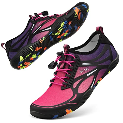 ATHMILE Water Shoes for Women Men River Shoes Adult Swim Beach Lake Pool Aqua Socks Barefoot Quick Dry for Hiking Surfing Kayaking Cruise Ship Essentials Size Women 10 / Men 8.5 (4-Purple) - Image 1