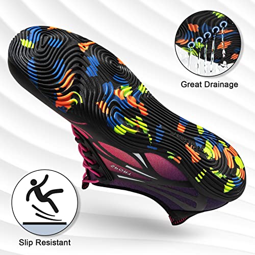 ATHMILE Water Shoes for Women Men River Shoes Adult Swim Beach Lake Pool Aqua Socks Barefoot Quick Dry for Hiking Surfing Kayaking Cruise Ship Essentials Size Women 10 / Men 8.5 (4-Purple) - Image 3