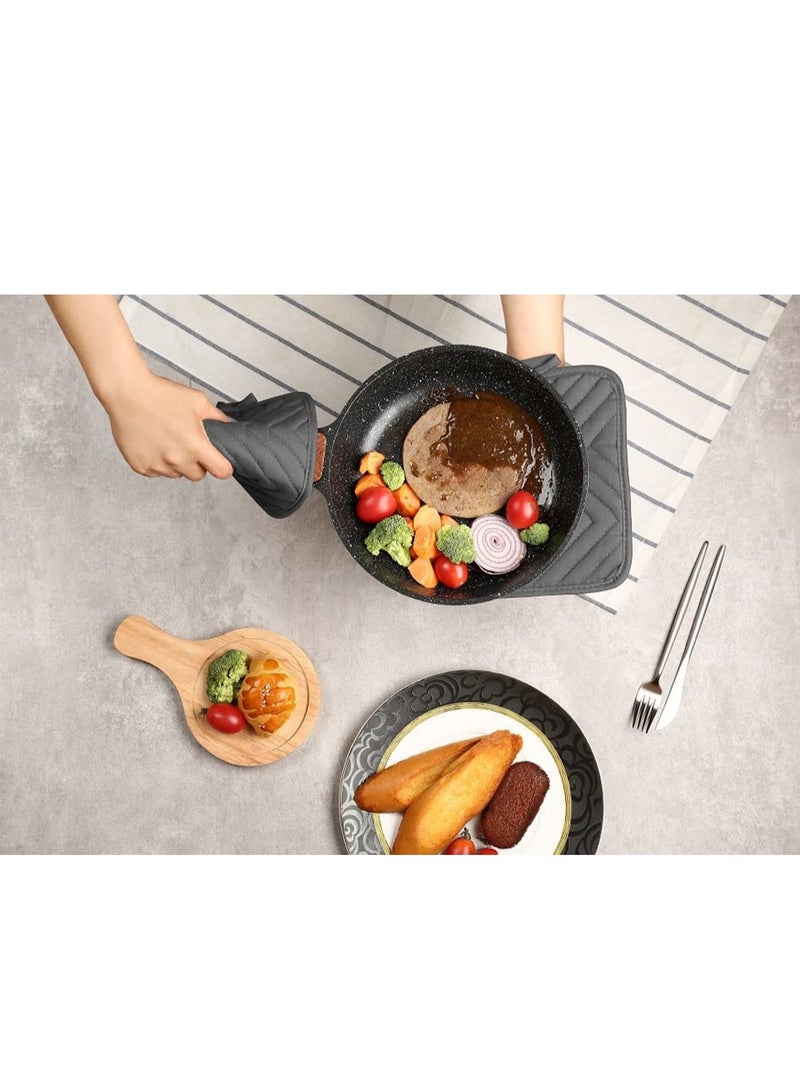 Oven Pot Holder with Pocket 100% Cotton Heat Resistant Coaster Potholder Kitchen Hot Pad Gray Oven Mitts for Cooking and Baking Square 7"x9" - Image 3