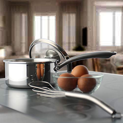 Chantal 3.Clad Tri-Ply 1 quart Sauce Pan with Tempered Glass Lid, Polished Stainless Steel - Image 2