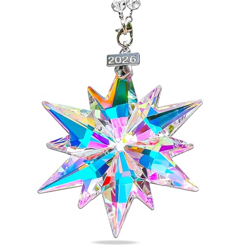 JUNQIU US 2026 Annual Christmas Ornaments Crystal Snowflake Star, Sparkly Crystal Ornaments for Christmas Tree, Beautiful Christmas Ornaments for Women Girls - Image 1